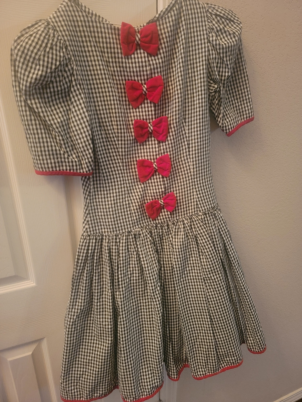 80s Vintage Gingham Dress With Petticoat Exellent